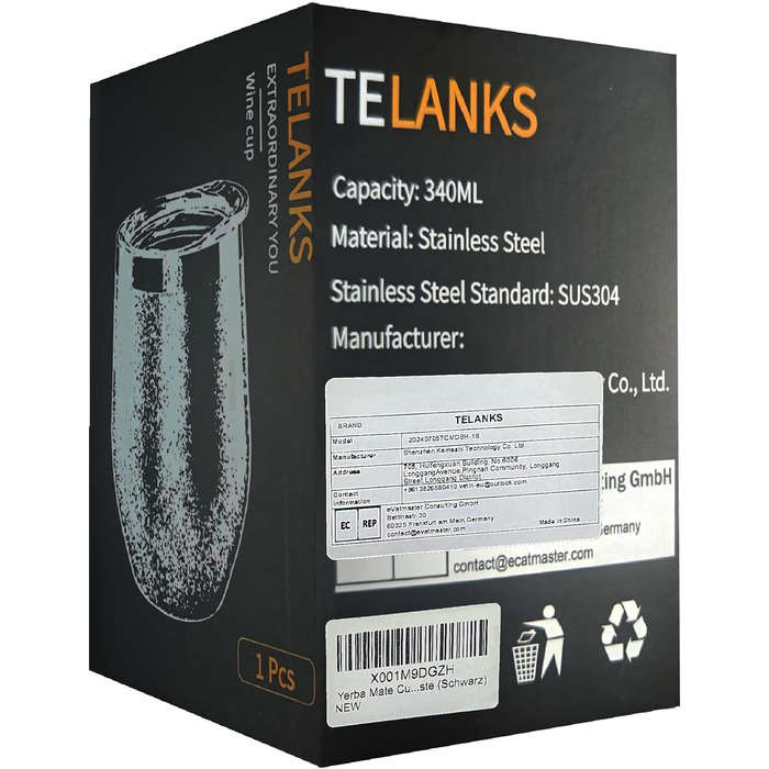 Кружка TELANKS Modern Mate 200 мл, керамічна кружка Yerba Mate, мармурова чашка для чаю Yerba Mate, чайний набір Yerba Mate Mate B