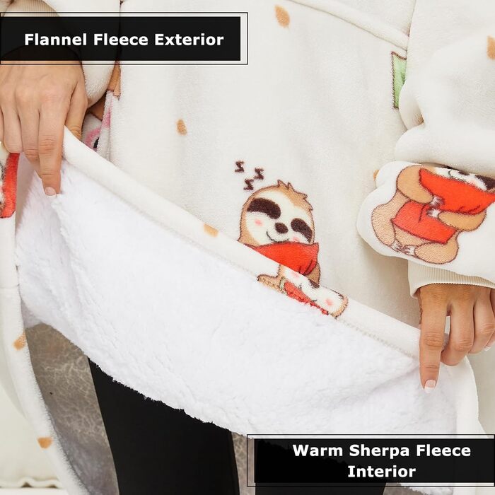 Толстовка з капюшоном THREE POODLE, светр з капюшоном великого розміру, затишний светр для жінок, чоловіків та дітей, тепла та м&39яка підкладка, толстовка з капюшоном великого розміру з шерпи, різні візерунки, для дорослих лінивців