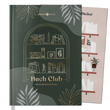 Книжковий клуб LIFE COMPASS - Щоденник читання та книжковий журнал MAGIC - Тверда палітурка DIN A5 Щоденник для дорослих - Трекер читання книжкового клубу - Booktok