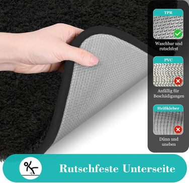 Комплект килимків для ванної кімнати Digiroot, 2 предмета, нековзний килимок для ванни, що миється, абсорбуючий та швидковисихаючий килимок для душу, чорний матеріал з пряжі, дуже м&39який, 40 x 60 см та 50 x 80 см