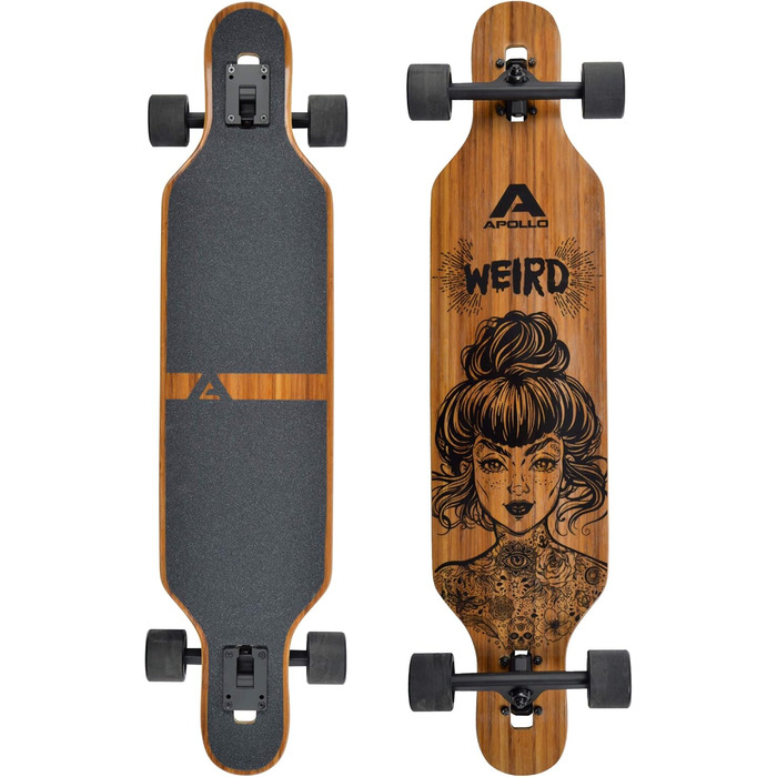 Лонгборд Apollo Weird Pro Cruiser бамбук + склопластик Flex 2 ABEC-9 40" × 9" повний компліт для підлітків дорослих професійний круїзер карвінг фрірайд оригінал Німеччина 2025