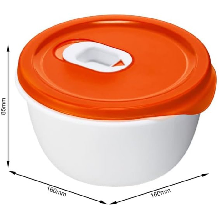 Набір із 3 мисок для мікрохвильової печі Rotho Micro Clever 0,8 л з кришкою та клапаном, червоно-білий, стандартні 3 x 0,8 л