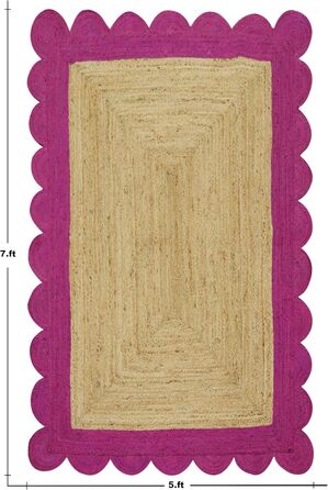 Великий килим кілім 30,5 х 38,1 см, хвилястий килим, бежево-рожевий, тканий джутовий килим, для приміщень і вулиць, плоске плетінн