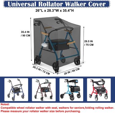 Чохол для роликів, Важкий гараж 420D Rollator, Універсальний захисний чохол, що підходить для більшості роликів, Водонепроникні аксесуари для роликів з 4 відбиваючими стрічками, 4 пряжками, вентиляційними отворами