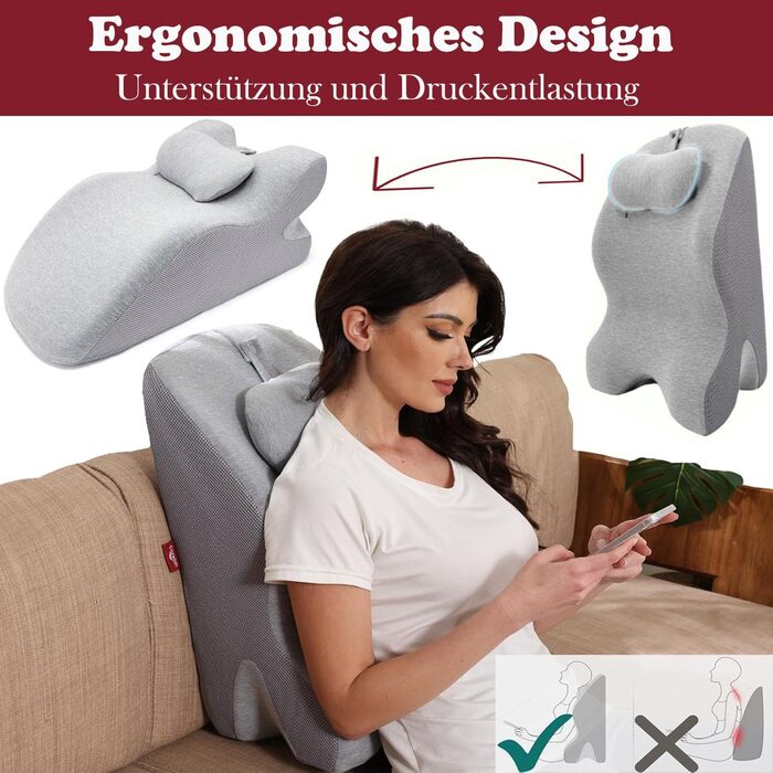 Клиноподібна подушка для ліжка та дивана, подушка для читання з піни з ефектом пам&39яті, ергономічна подушка для спини, шиї та ніг, подушка для рефлюксу, подушка для ніг з чохлом, який можна прати, для ліжка, дивана, сидіння, сну та читання