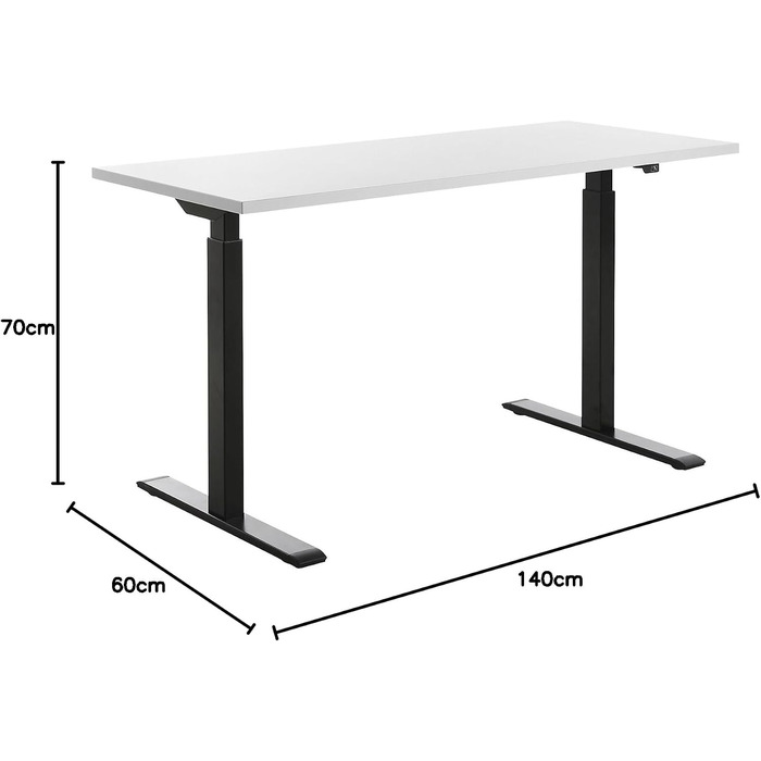 Регульований по висоті письмовий стіл Topstar E-Table, дерево, 140x60 см, чорний/білий, сучасний стиль