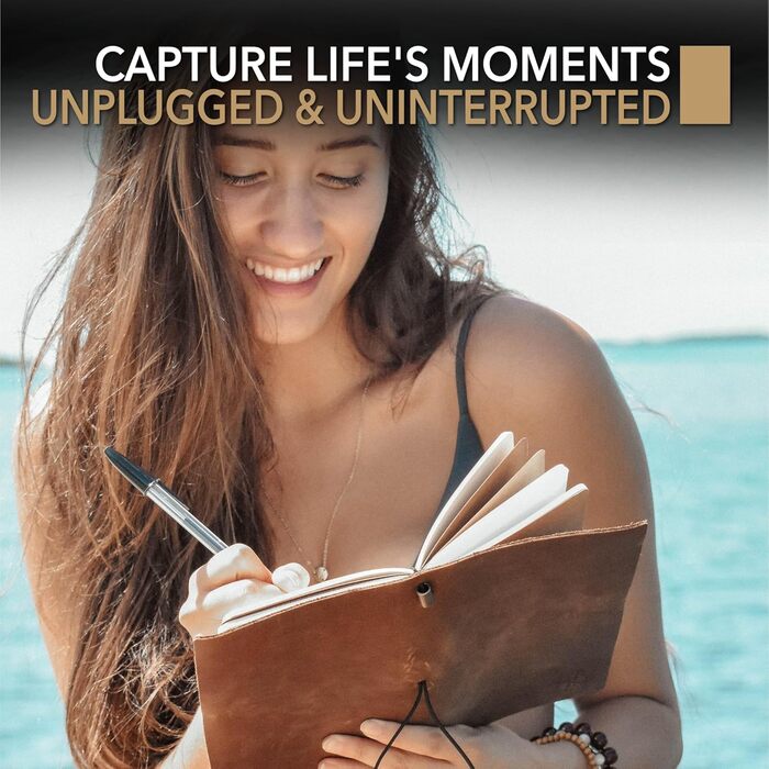 Шкіряний блокнот Wanderings з кишенями - 22 x 11,5 см - Поповнюваний щоденник подорожей з чистим папером для запису та організації або як блокнот, щоденник, вінтажний планер, коричневий