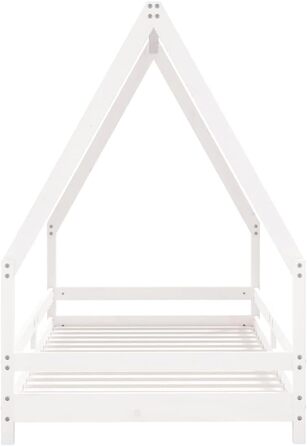 Дитяче ліжко, біле, 90x190 см, масив сосни з міцними ламелями та продуманим дизайном у формі будиночка для стійкості та вентиляції, 195,5 x 95,5 x 139,5 см, біле