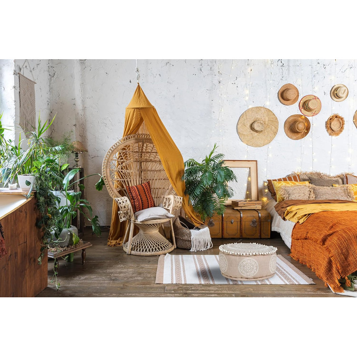 Пуф-табурет MARRAKESCH з бавовни, включаючи наповнювач, кругла підлогова подушка ø 50 см як східний декор (бежевий - білий)