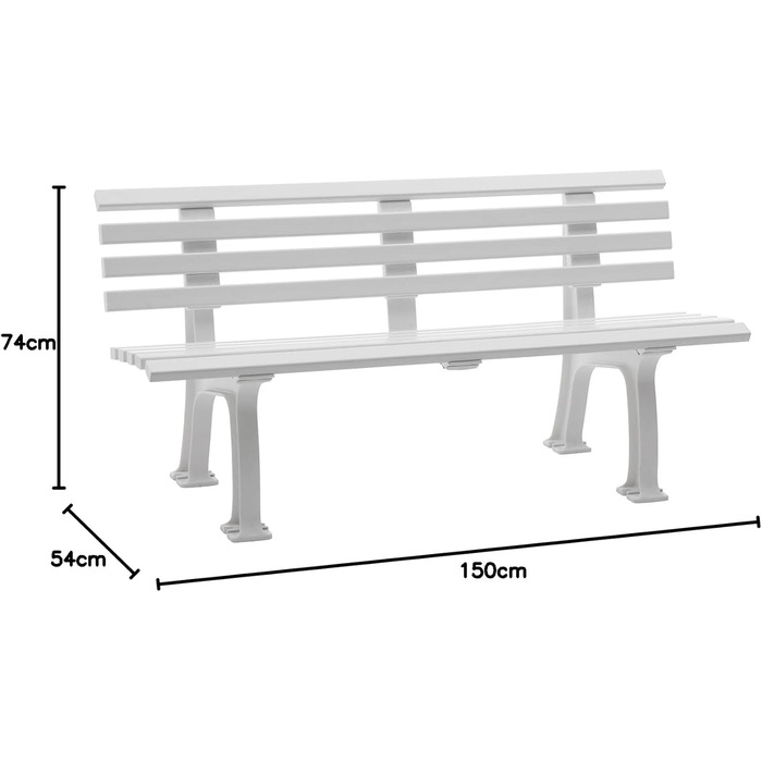 Місна садова лавка для саду, балкона, тераси, паркова лавка білого кольору, зроблено в Німеччині, 3-