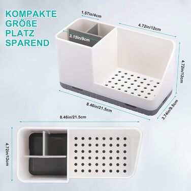 Тримач для зубної щітки для органайзера у ванній кімнаті, тримач для електричної зубної щітки зі зливним отвором, знімний органайзер для зубної щітки для ванної кімнати, кухні та сімї (сірий)