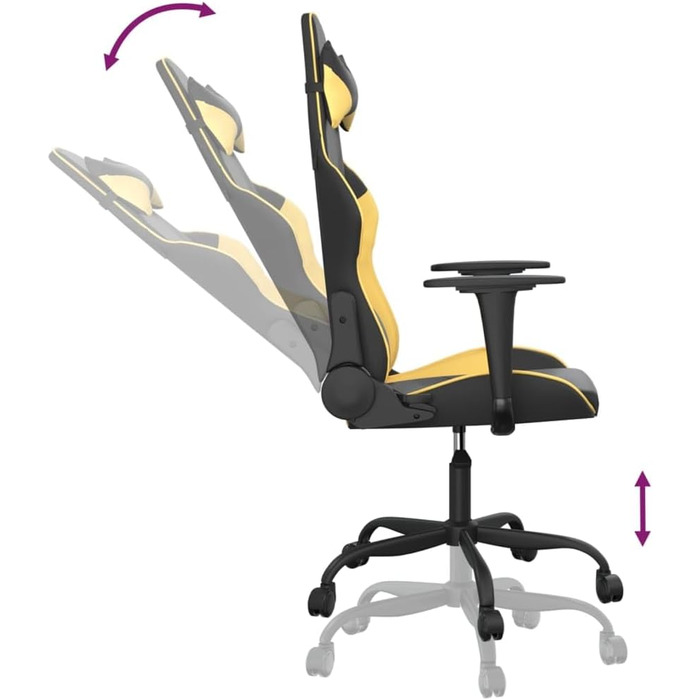 Ігрове крісло, чорно-золота штучна шкіра, офісне крісло, ігрове крісло, обертове крісло, письмове крісло - 3143643