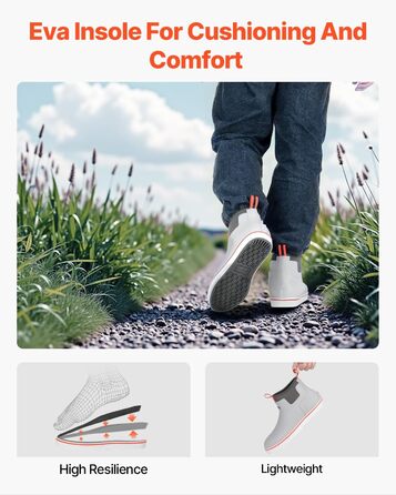 Чоловічі гумові чоботи до щиколотки VEVOR, розмір 45.5 EU, сірі