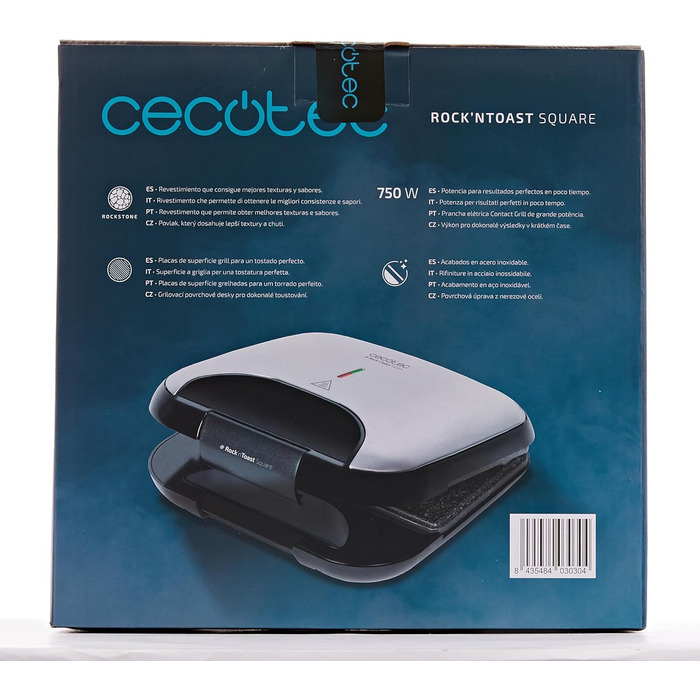 Бутербродниця з антипригарним покриттям, місткість на 2 сендвічі, поверхня гриля, ручка холодного дотику, кабельний ретривер, 750 Вт. 750 Вт Поверхня для гриля