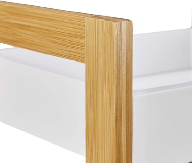 Полиця для ванної кімнати Relaxdays з 3 кошиками, окремостояча полиця з бамбука та МДФ, ВxШxГ 74,5 x 28 x 20 см, кухонна полиця, натуральний/білий колір, інженерна деревина