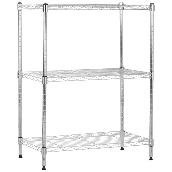 Вузька шафа для зберігання Storeo Basics з 3 полицями, регульованими по висоті полицями та ніжками, максимальна вага 340 кг, хромована, 34 см Г x 58,9 см Ш x 76,2 см В, хромована, 23,3 Д x 13,4 Ш x 30 В, без коліс