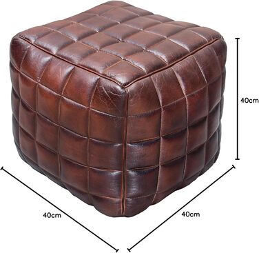 Дизайн інтер&39єру invicta, натуральна шкіряна табуретка, коричневе сидіння, табуретка для ніг, шкіряне сидіння, куб, шкіряний табурет, приставний столик для вітальні