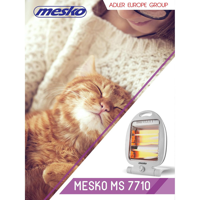 Кварцовий інфрачервоний обігрівач Mesko MS7710, інфрачервоний обігрівач з 2 режимами нагріву, низьке енергоспоживання, променевий інфрачервоний обігрівач з 2 галогенними лампами, захист від перекидання, портативний, 400/800 Вт