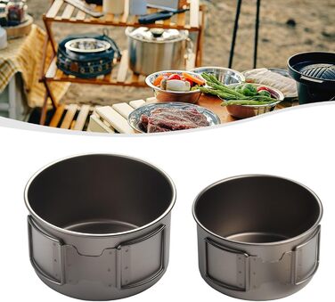 Кемпінгова миска зі складною ручкою, 450 мл або 600 мл, легкий, нержавіючий, безпечний для харчових продуктів посуд для походів, подорожей з рюкзаком та пікніків (миски 450 мл з 600 мл без ручки)