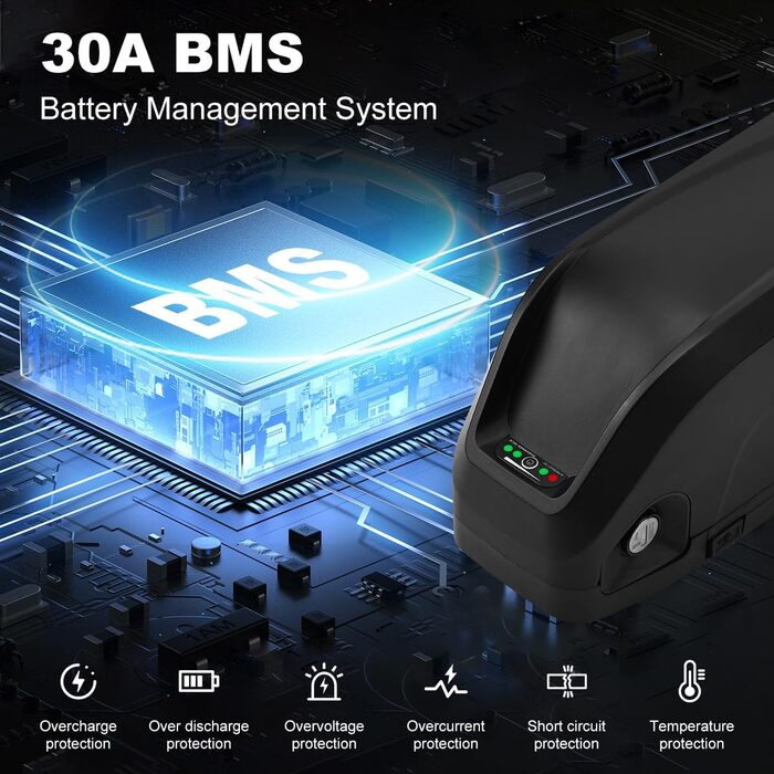 Акумулятор для електровелосипеда 36V / 48V (10Ah – 22.5Ah) із зарядним пристроєм, замком та індикатором заряду