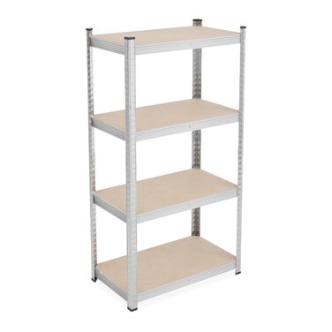 Міцний стелаж Relaxdays, ВxШxГ 138x70x40 см, оцинкована сталь, сріблястий Полиця для зберігання підвалу, гаража, вантажопідйомність 200 кг, вставна конструкція