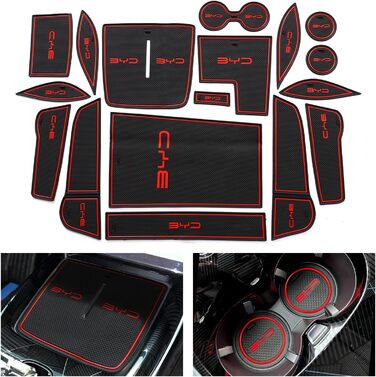 Автомобільні аксесуари для BYD Seal Cat Mats Premium Groove Mats Liner - підстаканник, центральна консоль, вставки в дверні кишені, салон автомобіля, нековзний, гумовий килимок проти пилу, Noctilucent BYD Seal Noctilucent