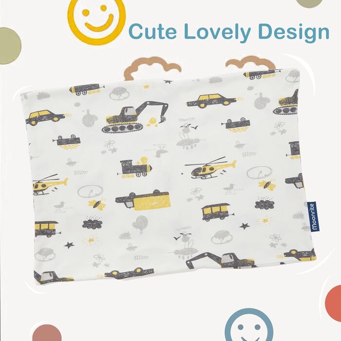 Дитяча подушка Moonrite з наволочкою, 100 бавовна, м'яка, дихаюча, можна прати, маленька подушка для малюків і дітей для ліжка, мі