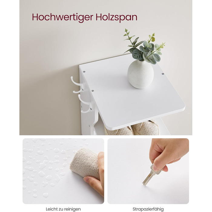 Вузька полиця для взуття, окремостояча полиця з 7 рівнями, компактна, для вхідної зони, кутова, для зберігання взуття, біла LBS200T14 7 рівнів, біла