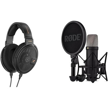 Дротові аудіофільські стереонавушники Sennheiser HD 660S2 з потужним саббасом і конденсаторним мікрофоном RØDE NT1 5-го покоління