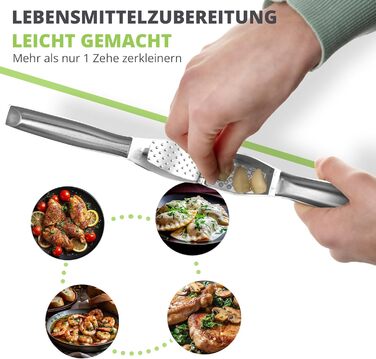 Прес для часнику преміум-класу Oliver's Kitchen - зручний і простий у догляді - подрібнює часник та імбир без зусиль (шкірка не по