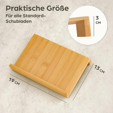 Органайзер для спецій Praknu з шухлядою, дерев&39яний, сертифікований FSC - для 24 банок для спецій (19x13x3 см) - з протиковзким килимком - 6 ярусів - ящик для органайзера для спецій, набір з 6 шт. для 24 банок