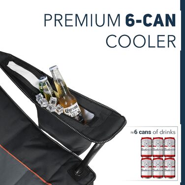 Великий складний кемпінговий стілець Overmont - Витримує до 204 кг - М&39який складний стілець з тримачем для напоїв, сумкою-холодильником, високою спинкою, чорний/сірий, 61 см x 61 см x 101 см