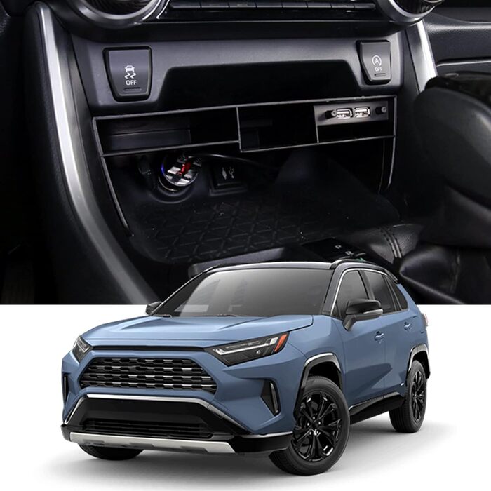 Центральна консоль YEE PIN, сумісна з Toyota RAV4 2019 Suzuki Across 2020 Коробка для зберігання RAV4 Поперечний органайзер Лоток для підлокітника Аксесуари-органайзери, USB-акумулятор