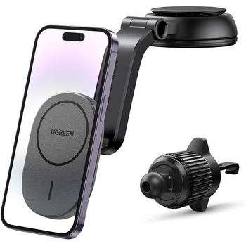 Автомобільний тримач для мобільних телефонів UGREEN 2 в 1 з функцією зарядки Магнітний бездротовий автомобільний зарядний пристрій