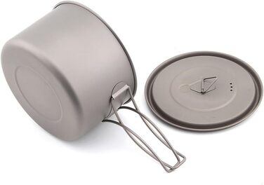 Ультралегка чашка для кемпінгу TOAKS Pure Titanium Cup з кришкою та складною ручкою, сірого кольору