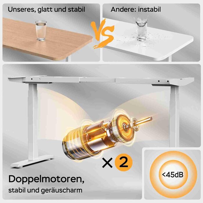 Рама столу DeHong з регулюванням висоти та 2 двигунами, 3-рівнева регульована по висоті рама столу з пам&39яттю налаштувань та функцією плавного запуску/зупинки