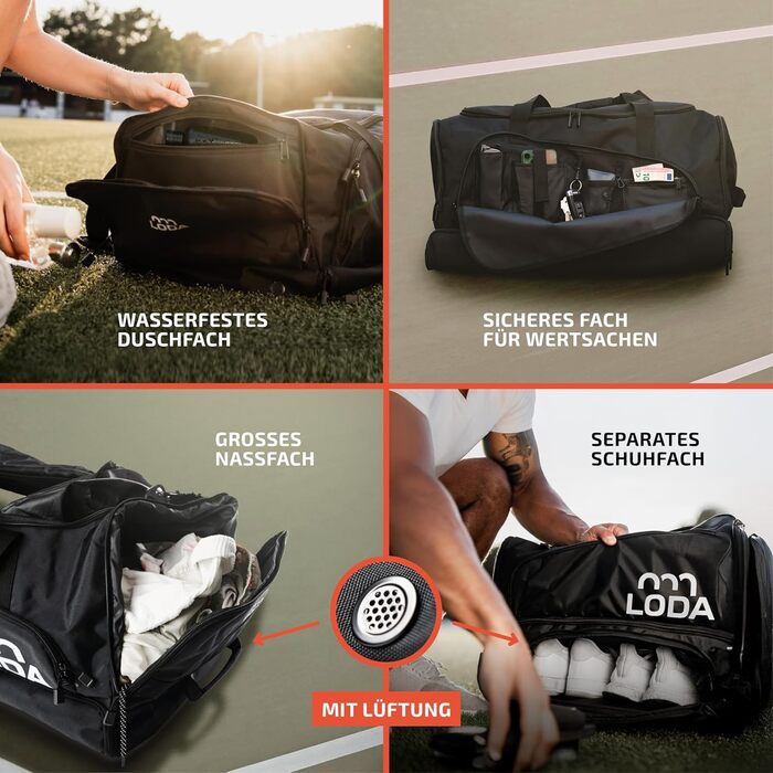 Л) - Спортивна сумка з відділенням для взуття, відділенням для вологих речей, функцією рюкзака та кишенею для цінних речей - Ідеальна сумка для футболу, гандболу, тренувань або фітнесу - Сумка для спорту, подорожей та відпочинку, 68