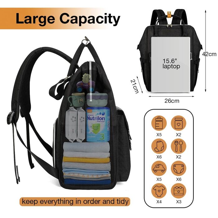 Пеленальний рюкзак для пеленання з пеленальним килимком Багатофункціональна дорожня сумка-рюкзак великої місткості для подорожей в