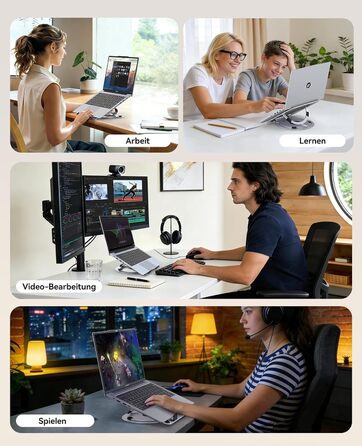 Основа для ноутбука ORICO NS1 срібляста регульована висота, алюмінієвий корпус, охолодження та поворотна база 360, ергономічний складаний стенд для ноутбуків 10-17 дюймів