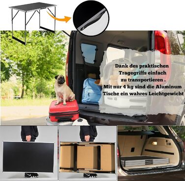 Багатофункціональні столи DIVID, комплект із 3 предметів, 100x60 см, стіл для обклеювання шпалерами, вантажопідйомність 30 кг на стіл, розкладний стіл, кемпінговий стіл, стіл для блошиного ринку, приставний столик, багатофункціональний стіл, регульована в