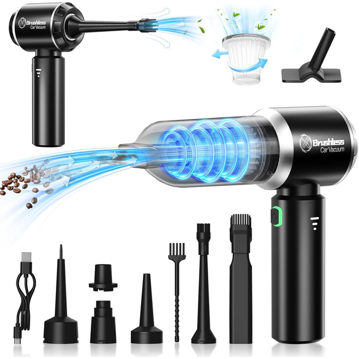 Ручний пилосос, портативний легкий автомобільний пилосос потужний, 18000 Па 4 в 1 акумуляторний бездротовий ручний пилосос, 3-швид