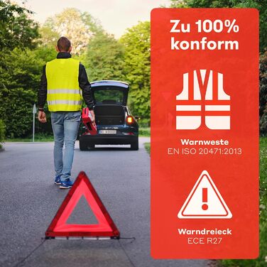 Автомобільна комбінована сумка PURAHELP відповідно до чинного стандарту 2024 DIN 13164 (відповідає StVO) - Вкл. попереджувальний т