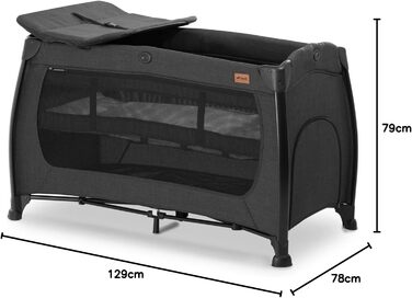 Дорожнє ліжечко Hauck Play N Relax Center з пеленальною підкладкою, регульованою висотою та боковим входом - колір Melange Black