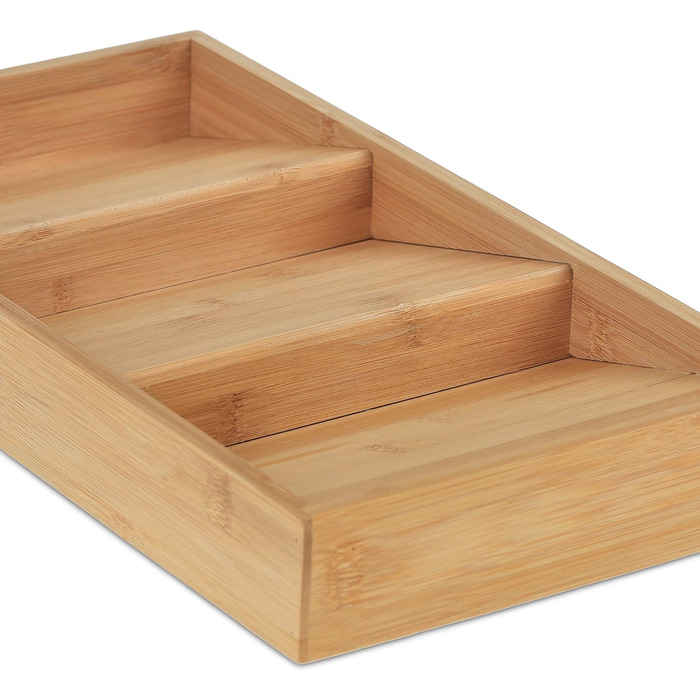 Шухляда для спецій Relaxdays, бамбук, ВxШxГ 5 x 20 x 38 см, 3 яруси, шухляда-вставка для спецій, тримач для спецій, натуральний колір 1