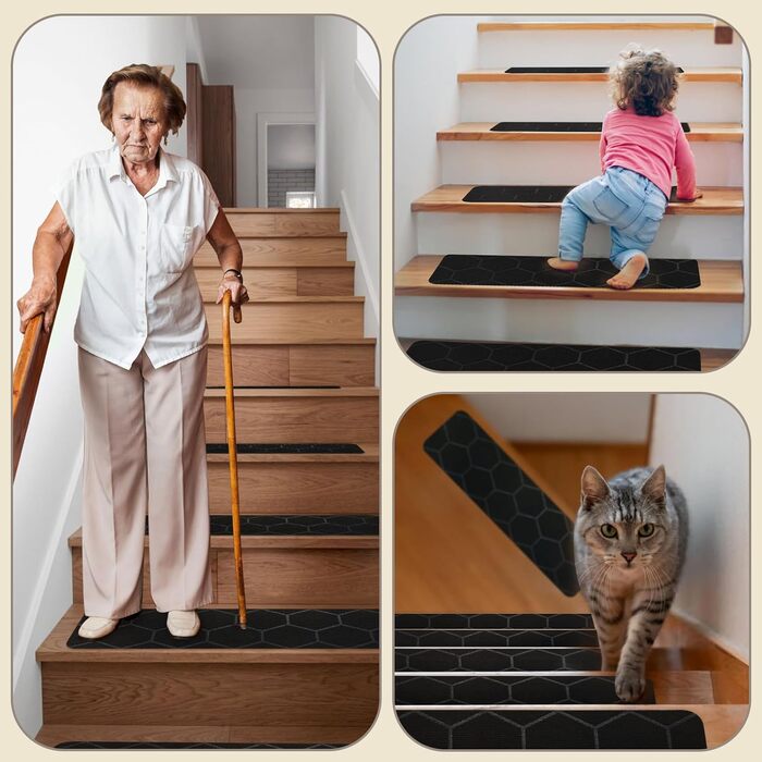 Сходинки для дерев&39яних сходів для приміщень, 20,3 x 76,2 см, чорні, 15 шт.