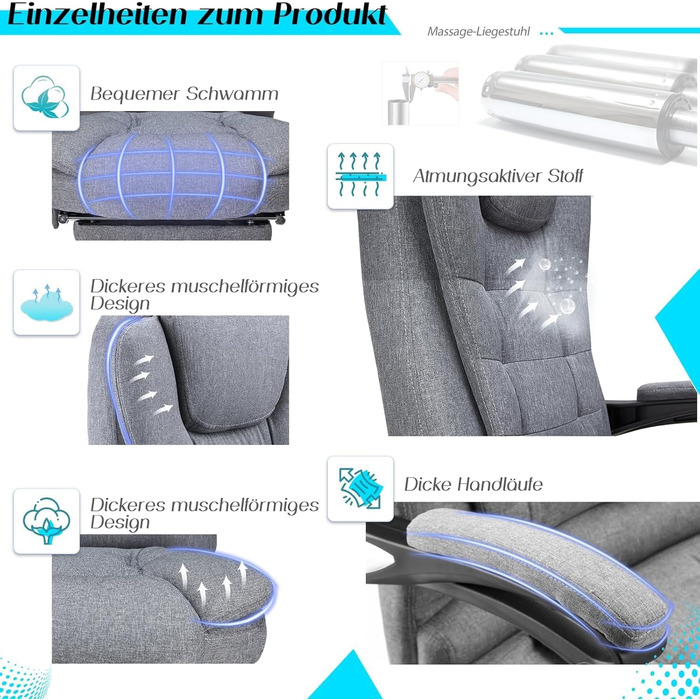 Офісний стілець YODOLLA, вантажопідйомність 200 кг, ергономічне крісло керівника, письмове крісло з функцією відкидання, комп&39ютерне крісло з регульованою висотою та шкіряною підставкою для ніг, сірий