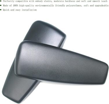 Замінні накладки на підлокітники, сумісні з кріслом Herman Miller Embody, змінні накладки на підлокітники, чорні (пара)