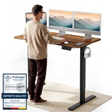 Електричне регулювання висоти письмового столу 120x60 та 160x80 см - безшумний подвійний двигун, захист від зіткнень, функція пам&39яті, система керування кабелями в комплекті 120 x 60 Чорний Дуб