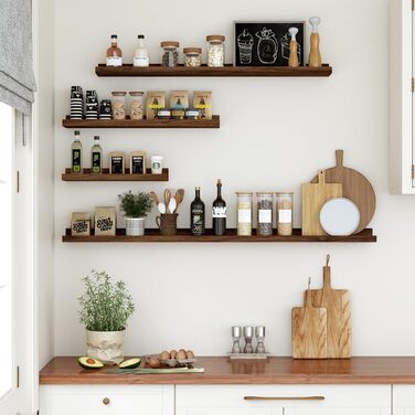 Настінна полиця, комплект з 2 шт. , 40 см плаваюча полиця з МДФ, настінна панель для рамок для картин та декору, промисловий дизайн, підходить для кабінету, спальні та кухні (вінтажний коричневий, 40 см) 40 см, комплект з 2 шт. вінтажний коричневий