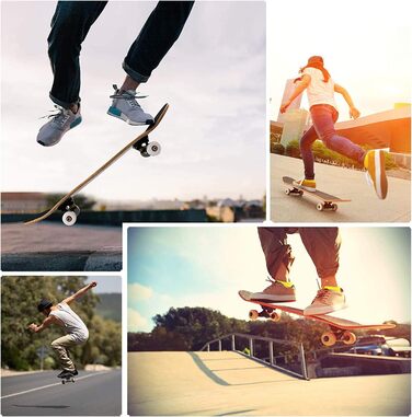 Скейтборд Blitz 31 x 8 дюймів - 8-шарова кленова дека, симетрично скошена з обох кінців, ABEC-11 підшипники, 95A PU колеса, для хлопчиків, дівчаток, підлітків, вуличних скейтбордистів, дорослих, початківців, надзвичайно широкий, фіолетовий блискавка дизай